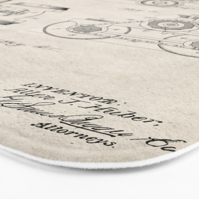 Train Locomotive Patent - Steam Train Art - Antique Bath Mat Gallery Image 3