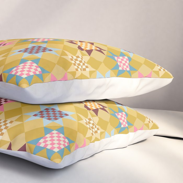 Checkerboard Quilt Shapes - Multicolor Gold Pillow Sham Gallery Image 3