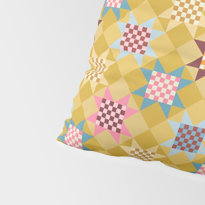 Checkerboard Quilt Shapes - Multicolor Gold Pillow Sham Gallery Image 4