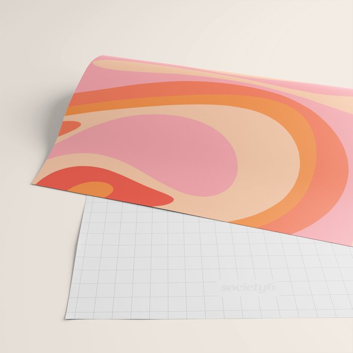 Mod Thang Trippy Retro Modern Abstract Pattern Orange Pink Apricot  Wrapping Paper Gallery Image 2