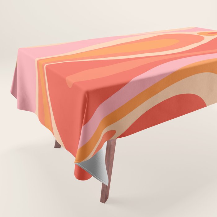 Mod Thang Trippy Retro Modern Abstract Pattern Orange Pink Apricot  Tablecloth Gallery Image 1