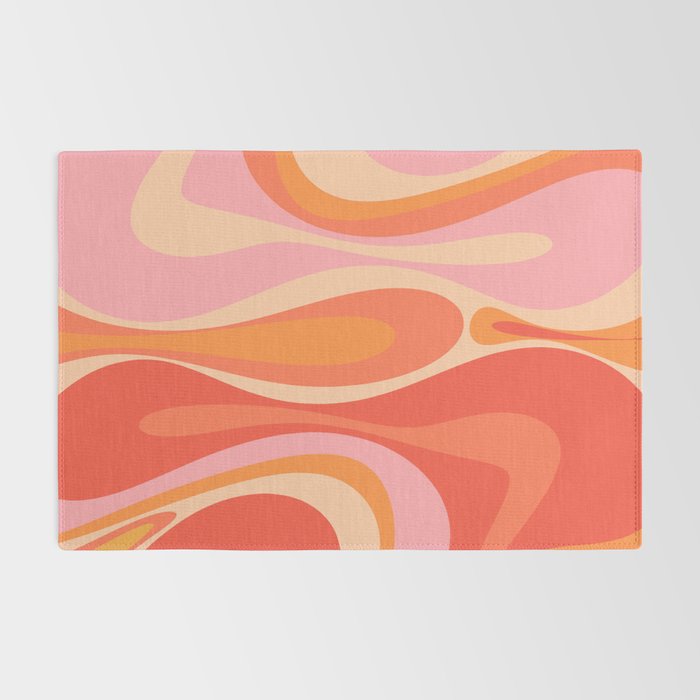 Mod Thang Trippy Retro Modern Abstract Pattern Orange Pink Apricot  Rug Gallery Image 2