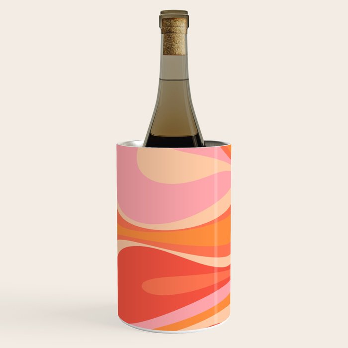Mod Thang Trippy Retro Modern Abstract Pattern Orange Pink Apricot  Wine Chiller Gallery Image 2