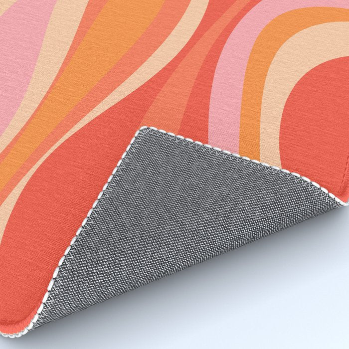 Mod Thang Trippy Retro Modern Abstract Pattern Orange Pink Apricot  Rug Gallery Image 4