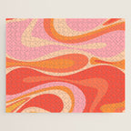 Mod Thang Trippy Retro Modern Abstract Pattern Orange Pink Apricot  Jigsaw Puzzle Gallery Image 1