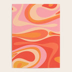 Mod Thang Trippy Retro Modern Abstract Pattern Orange Pink Apricot  Poster Gallery Image 4