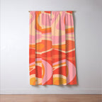 Mod Thang Trippy Retro Modern Abstract Pattern Orange Pink Apricot  Window Curtain Gallery Image 3