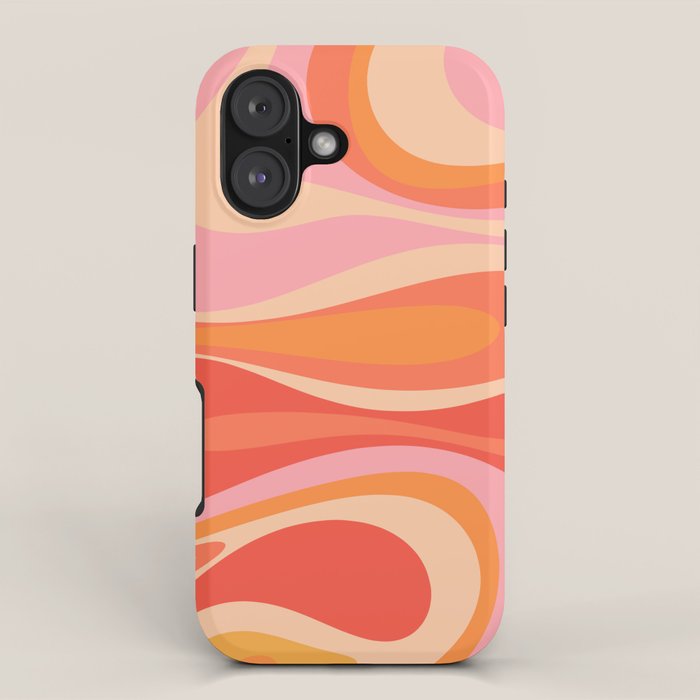 Mod Thang Trippy Retro Modern Abstract Pattern Orange Pink Apricot  iPhone Case Gallery Image 1
