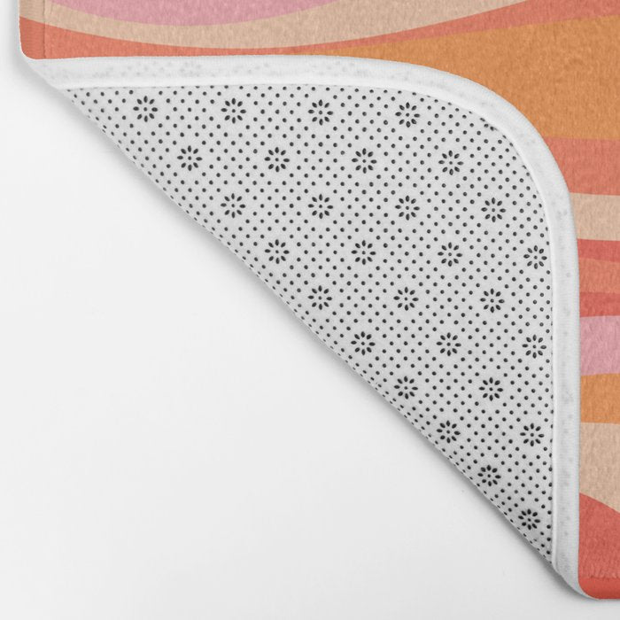 Mod Thang Trippy Retro Modern Abstract Pattern Orange Pink Apricot  Bath Mat Gallery Image 2
