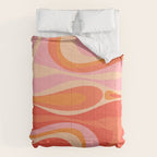 Mod Thang Trippy Retro Modern Abstract Pattern Orange Pink Apricot  Comforter Gallery Image 6