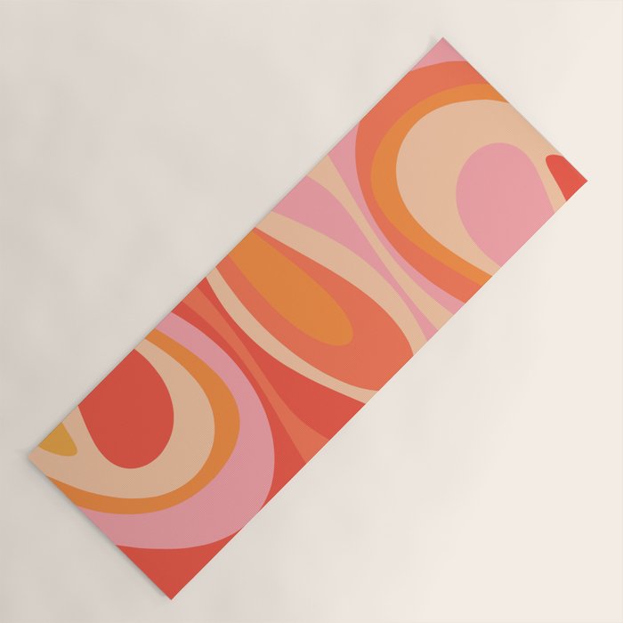 Mod Thang Trippy Retro Modern Abstract Pattern Orange Pink Apricot  Yoga Mat Gallery Image 1