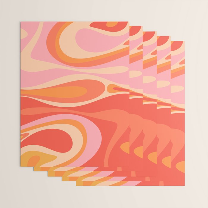 Mod Thang Trippy Retro Modern Abstract Pattern Orange Pink Apricot  Wrapping Paper Gallery Image 3