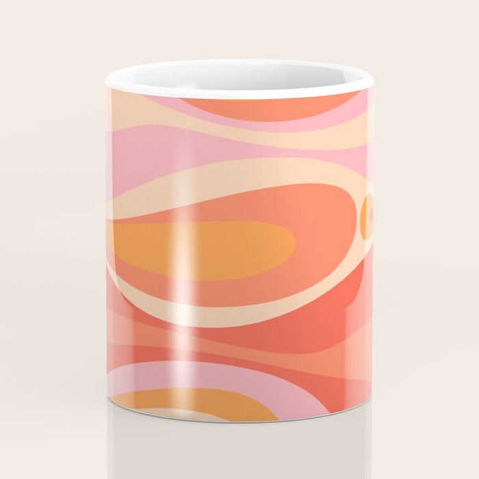 Mod Thang Trippy Retro Modern Abstract Pattern Orange Pink Apricot  Coffee Mug Gallery Image 4