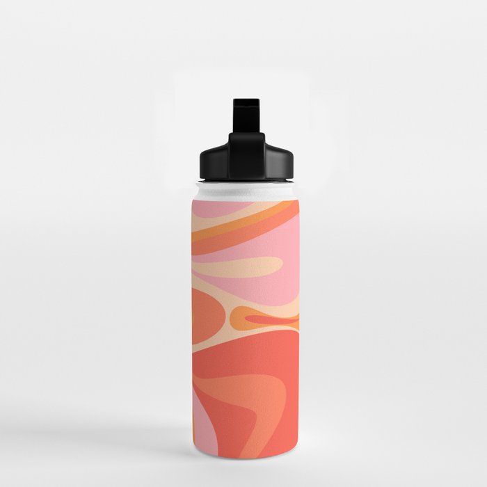 Mod Thang Trippy Retro Modern Abstract Pattern Orange Pink Apricot  Water Bottle Gallery Image 2