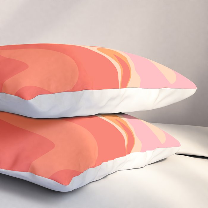Mod Thang Trippy Retro Modern Abstract Pattern Orange Pink Apricot  Pillow Sham Gallery Image 3
