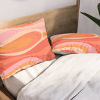 Mod Thang Trippy Retro Modern Abstract Pattern Orange Pink Apricot  Pillow Sham Gallery Image 2
