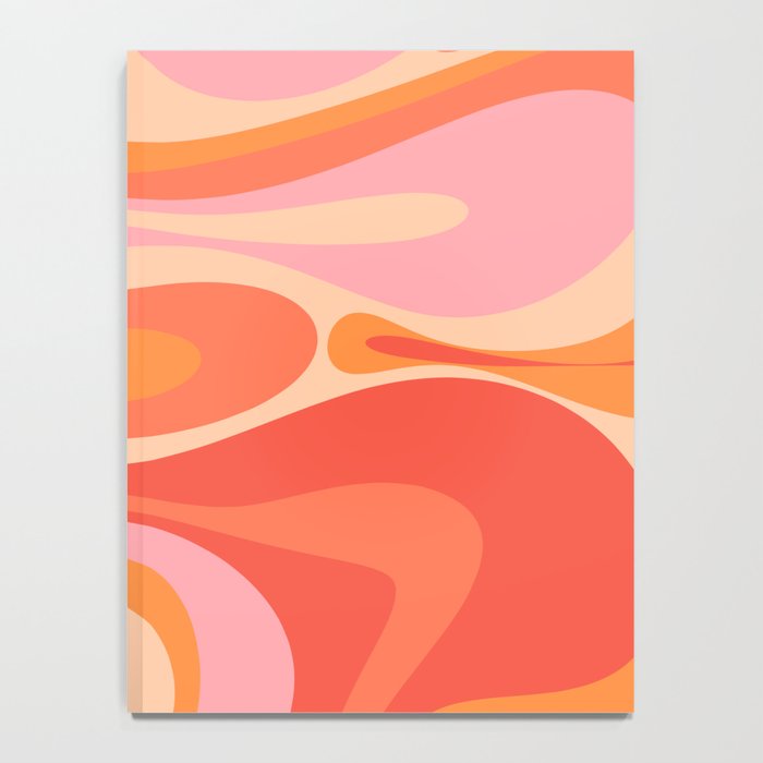 Mod Thang Trippy Retro Modern Abstract Pattern Orange Pink Apricot  Notebook Gallery Image 4