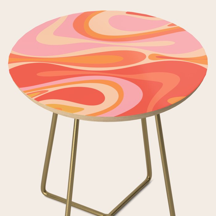 Mod Thang Trippy Retro Modern Abstract Pattern Orange Pink Apricot  Side Table Gallery Image 2