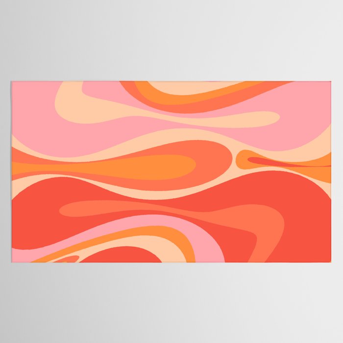 Mod Thang Trippy Retro Modern Abstract Pattern Orange Pink Apricot  Tablecloth Gallery Image 2