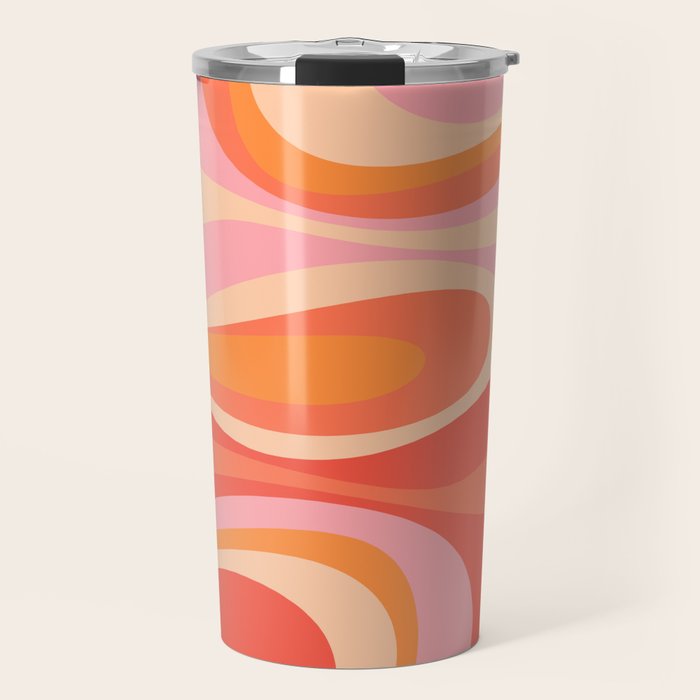 Mod Thang Trippy Retro Modern Abstract Pattern Orange Pink Apricot  Travel Mug Gallery Image 1