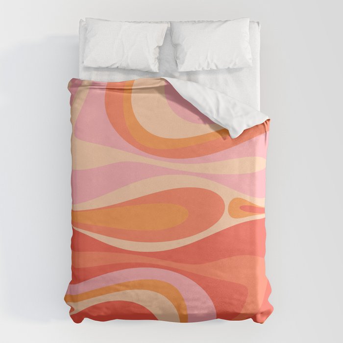 Mod Thang Trippy Retro Modern Abstract Pattern Orange Pink Apricot  Duvet Cover Gallery Image 6