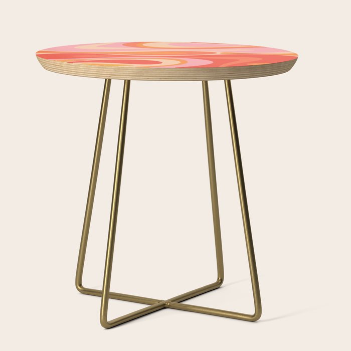 Mod Thang Trippy Retro Modern Abstract Pattern Orange Pink Apricot  Side Table Gallery Image 1