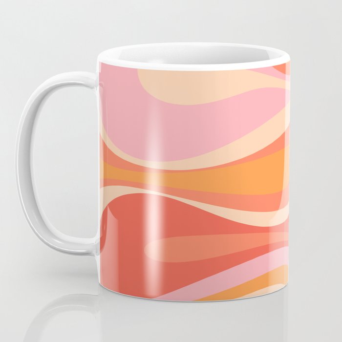 Mod Thang Trippy Retro Modern Abstract Pattern Orange Pink Apricot  Coffee Mug Gallery Image 3