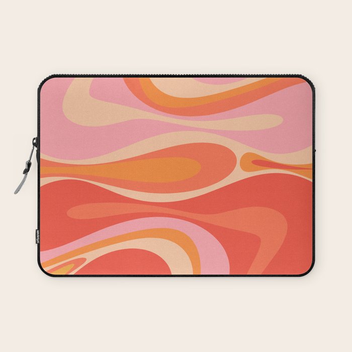 Mod Thang Trippy Retro Modern Abstract Pattern Orange Pink Apricot  Laptop Sleeve Gallery Image 1