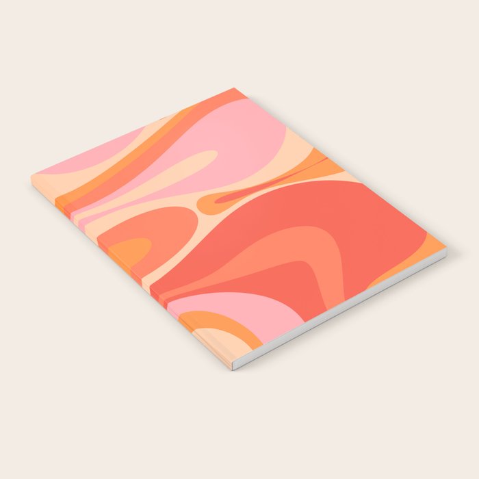 Mod Thang Trippy Retro Modern Abstract Pattern Orange Pink Apricot  Notebook Gallery Image 1
