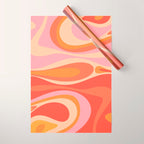 Mod Thang Trippy Retro Modern Abstract Pattern Orange Pink Apricot  Wrapping Paper Gallery Image 1