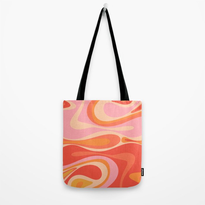 Mod Thang Trippy Retro Modern Abstract Pattern Orange Pink Apricot  Tote Bag Gallery Image 2