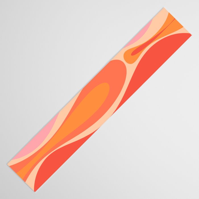 Mod Thang Trippy Retro Modern Abstract Pattern Orange Pink Apricot  Table Runner Gallery Image 3