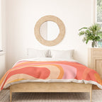 Mod Thang Trippy Retro Modern Abstract Pattern Orange Pink Apricot  Duvet Cover Gallery Image 3