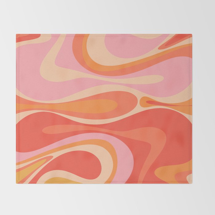 Mod Thang Trippy Retro Modern Abstract Pattern Orange Pink Apricot  Throw Blanket Gallery Image 2