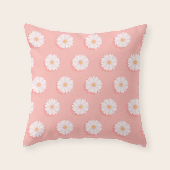 Pink Daisies  Throw Pillow Gallery Image 1