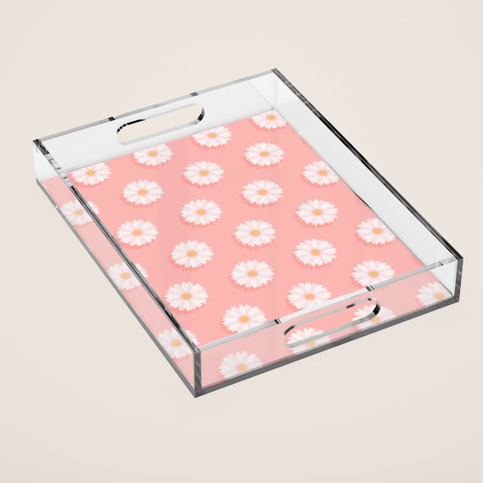 Pink Daisies  Acrylic Tray Gallery Image 1