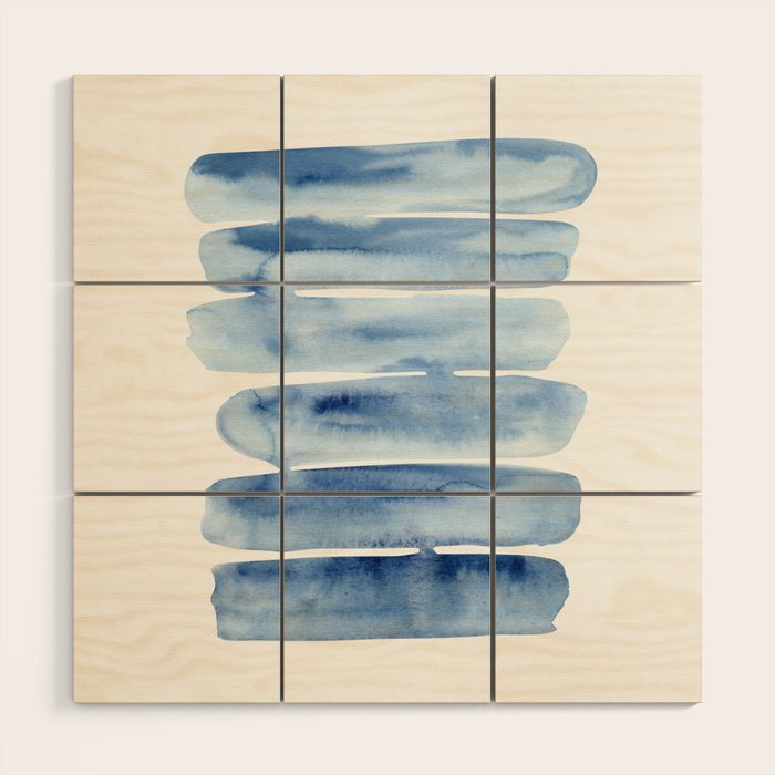 Blue Lines | Watercolor Painting Wood Wall Art Gallery Image 1