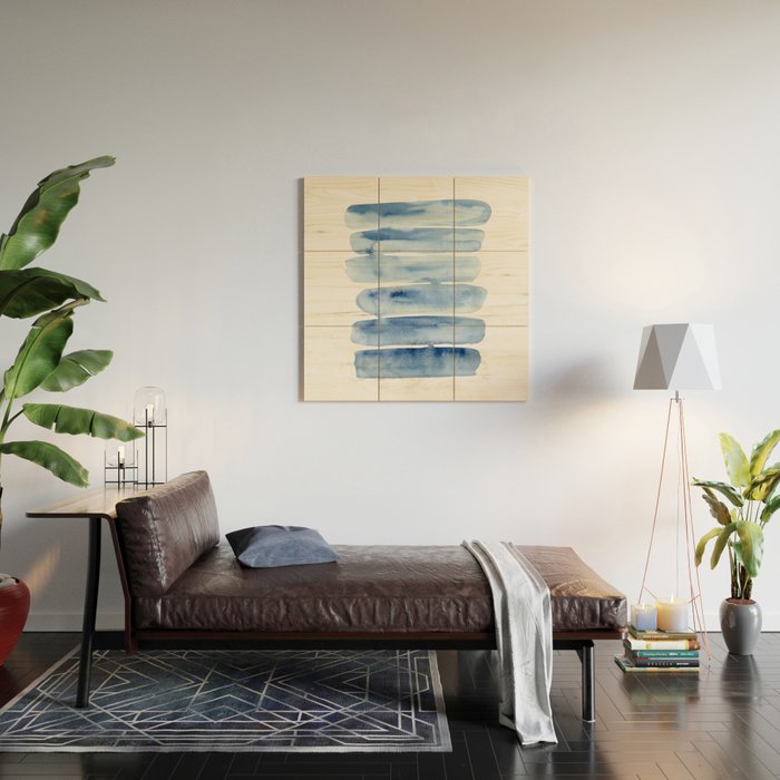 Blue Lines | Watercolor Painting Wood Wall Art Gallery Image 2