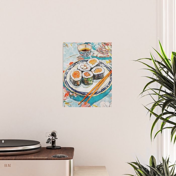 Sushi Watercolor Still Life Illustration Poster Gallery Image 2