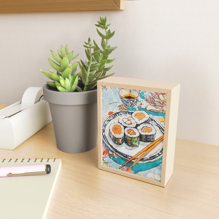 Sushi Watercolor Still Life Illustration Mini Art Print Gallery Image 2