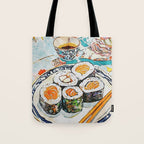 Sushi Watercolor Still Life Illustration Tote Bag Gallery Image 1