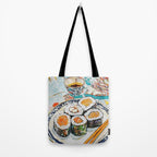 Sushi Watercolor Still Life Illustration Tote Bag Gallery Image 2