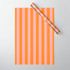 Bold Vertical Stripes Pattern (pink/orange) Wrapping Paper Gallery Image 1