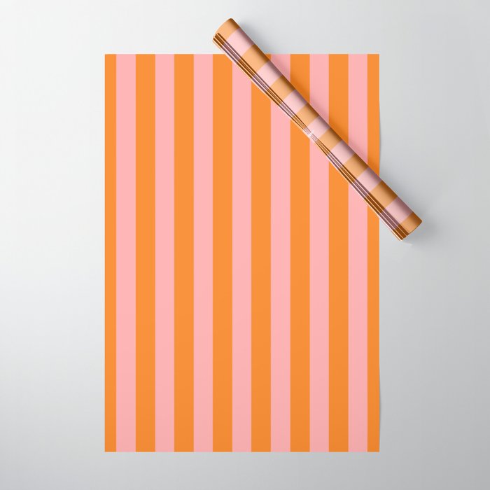 Bold Vertical Stripes Pattern (pink/orange) Wrapping Paper Gallery Image 1