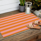 Bold Vertical Stripes Pattern (pink/orange) Outdoor Rug Gallery Image 2