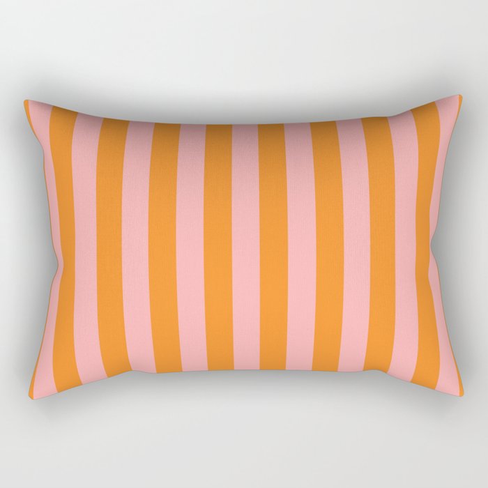 Bold Vertical Stripes Pattern (pink/orange) Rectangular Pillow Gallery Image 1