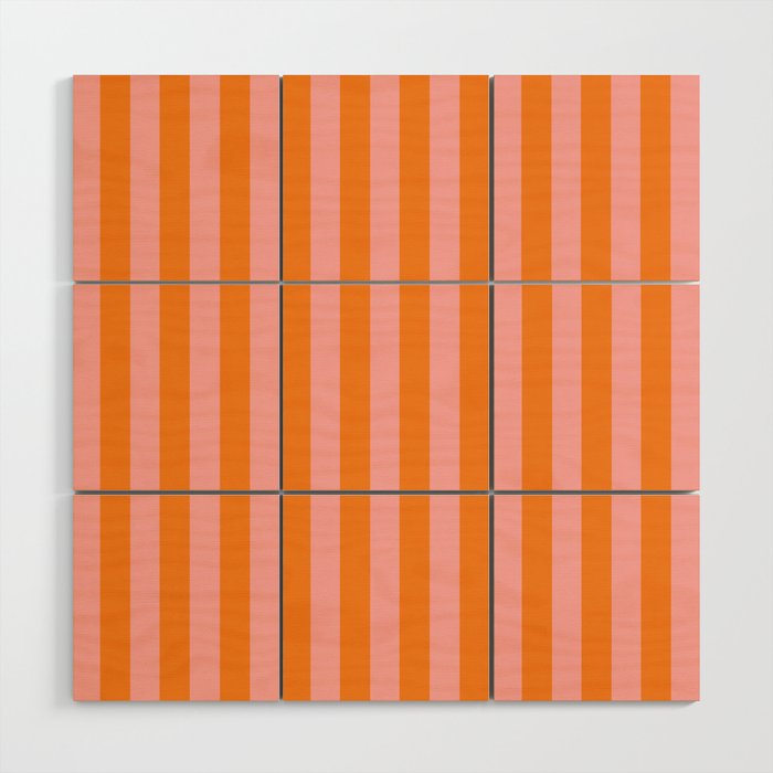 Bold Vertical Stripes Pattern (pink/orange) Wood Wall Art Gallery Image 1
