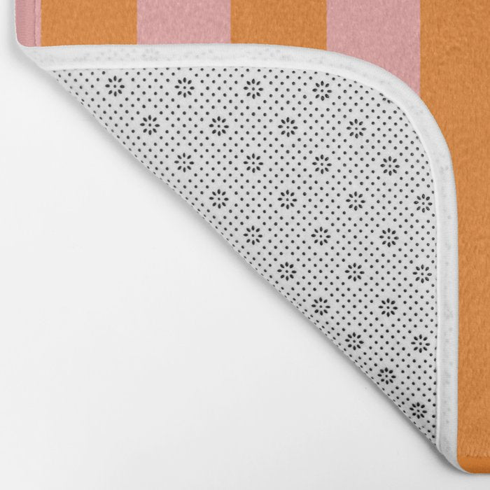 Bold Vertical Stripes Pattern (pink/orange) Bath Mat Gallery Image 2