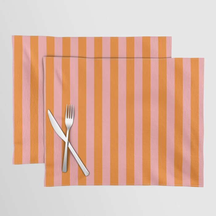 Bold Vertical Stripes Pattern (pink/orange) Placemat Gallery Image 1