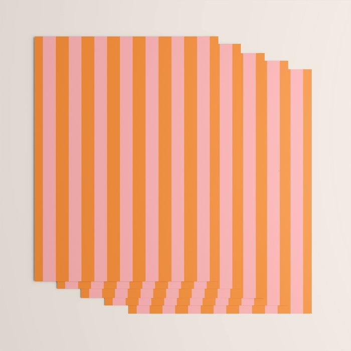 Bold Vertical Stripes Pattern (pink/orange) Wrapping Paper Gallery Image 3